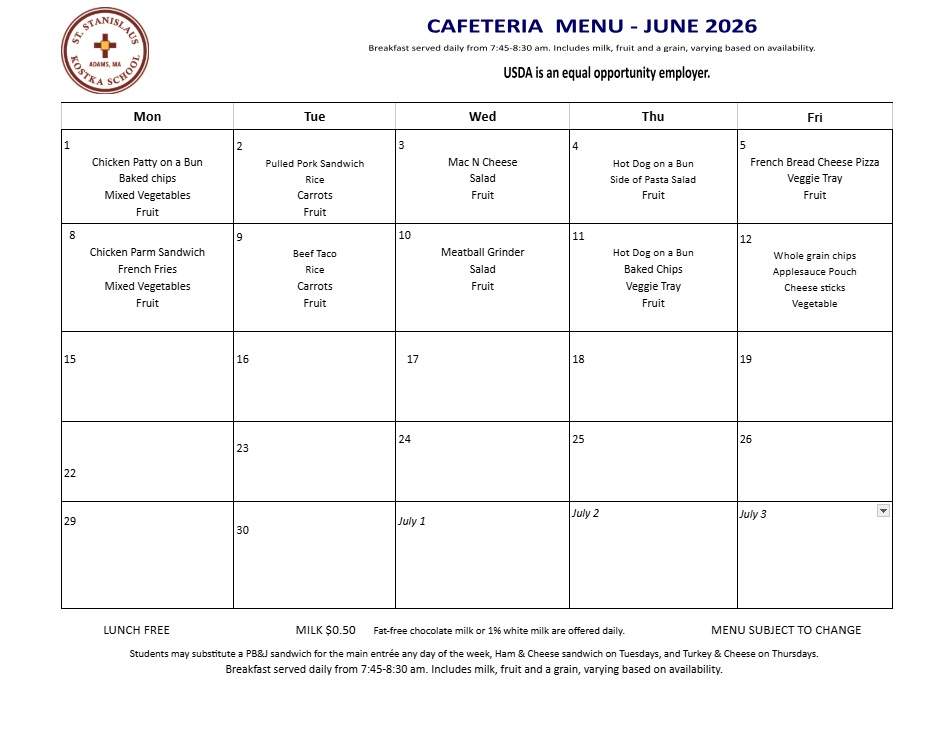 June 26 Menu